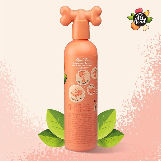 Pet Head Quick Fix 2 in 1 Dog Shampoo & Conditioner | Peach Scent |16fl oz. | Dog Shampoo for Smelly Dogs | Nourishes and Softens Coat & Skin | Vegan | Gentle Formula for Puppies | Made in USA