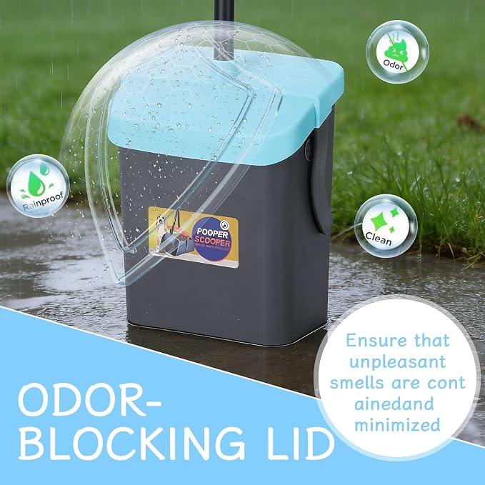 Geyecete Dog Pooper Scooper Pooper Scooper for Dogs - Long Handle Outdoor Cleanup Tool with 35 Waste Bags Dispenser -Portable Pet Waste Pick Up Set