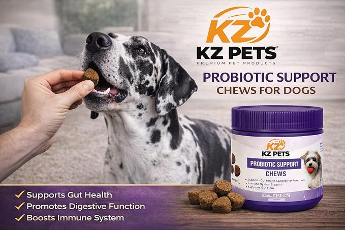 Probiotic Support Chews for Dogs – 6 Billion CFU 5-Strain Dog Probiotic with Prebiotics & Digestive Enzymes – Gut Health, Digestive Support & Immune Support Supplement – 100 Soft Chews