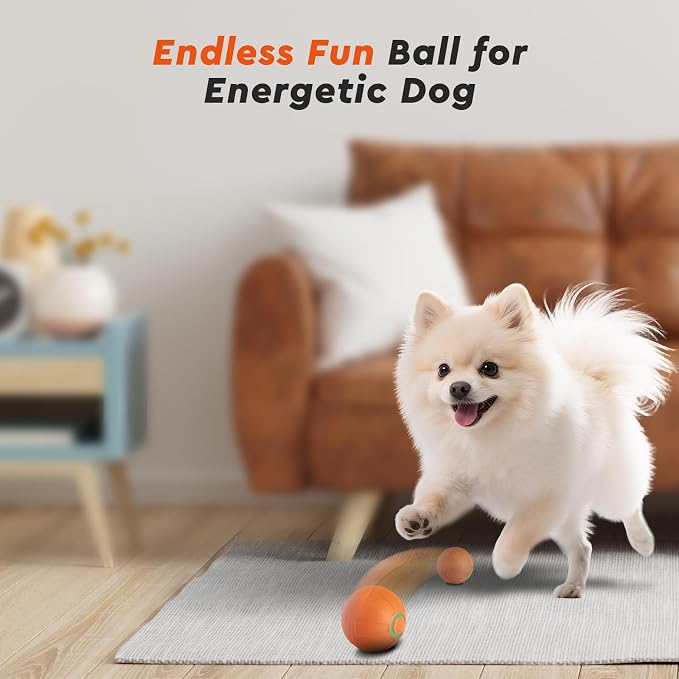 Interactive Small Dog Toy Ball, 2 Inch Smart Jumping Ball for Puppy/Small Dogs, Activated Automatic Bouncing Moving Vibrating, Dog Toy for Small Dogs to Keep Them Busy（Orange）