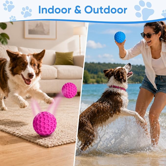 Squeaky Dog Balls Toy 2 Pack, Interactive Dog Toys for Aggressive Chewers, Squeaky Dogs Chew Toy for Medium Large Dogs, Durable Outdoor Dog Puzzle Birthday Toys for Fetch, Chase, and Chew Play