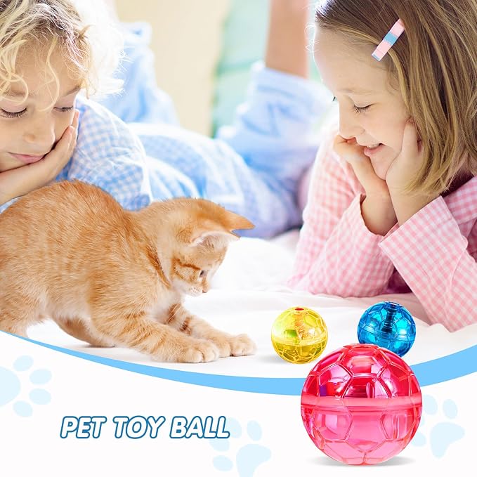 Sratte 6 Pcs Cat Ball Ghost Hunting Light up Toy | Motion Activated Toy for Indoor Exercise, LED Motion Sensor Triggers Colorful Lights, Interactive Play, Transparent