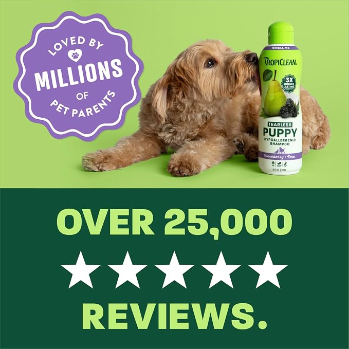 TropiClean Tearless Puppy Shampoo, 3X Long-Lasting Scent, 20oz