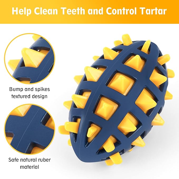 Dog Spiky Toy Ball with Squeaker, Floating, Yellow