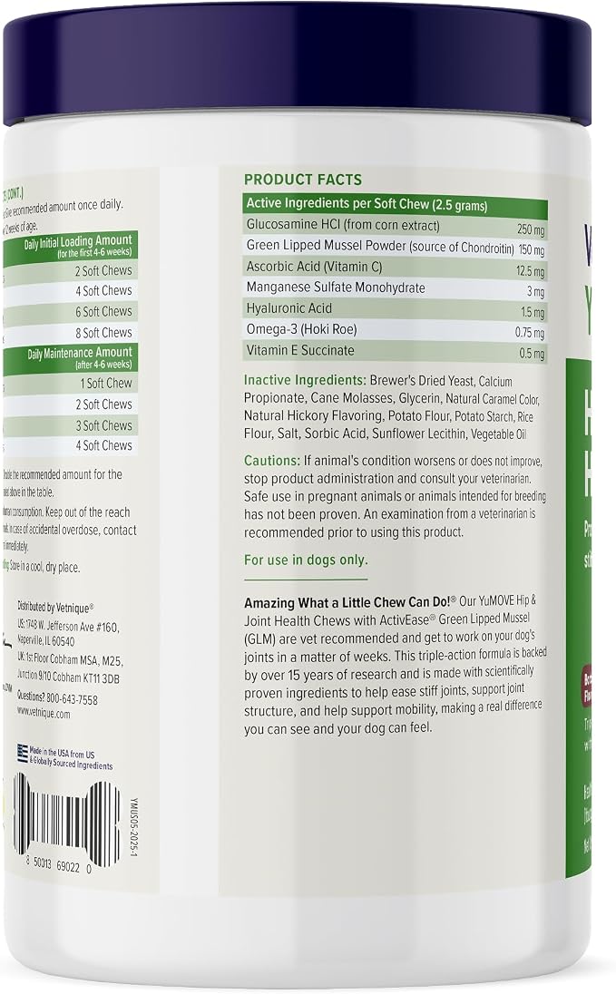 YuMOVE Adult Dog Hip & Joint Supplement Chews Green Lipped Mussel 300ct