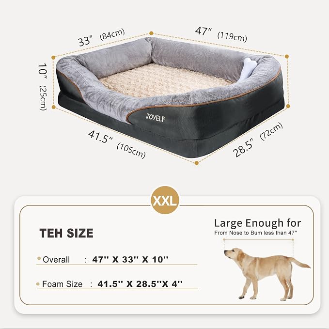 JOYELF XXLarge Memory Foam Dog Bed, Orthopedic Dog Bed & Sofa with Removable Washable Cover for Large Dogs