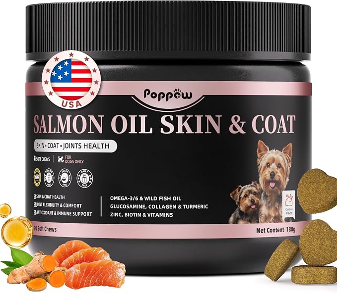Salmon Oil for Dogs Skin & Coat, 13 in 1 Wild Alaskan Fish Oil for Dogs