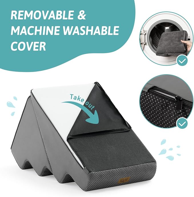 COZY KISS Dog Stairs for Small Dogs, 4-Step 2-in-1 Dog Steps,19.7" H | 4-step dog stairs and ramps,Non-Slip Base,for Couch & Bed, Dark Grey