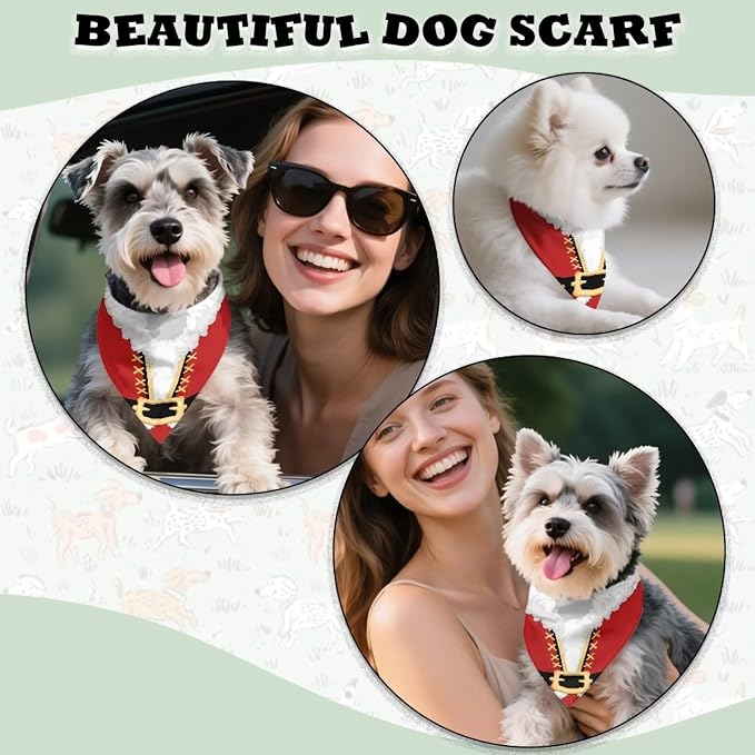 Jeiento Christmas Theme Dog Bandanas Christmas Birthday Scarf Adjustable Large Pet Washable Bib Triangle, Large, Polyester, Christmas Theme