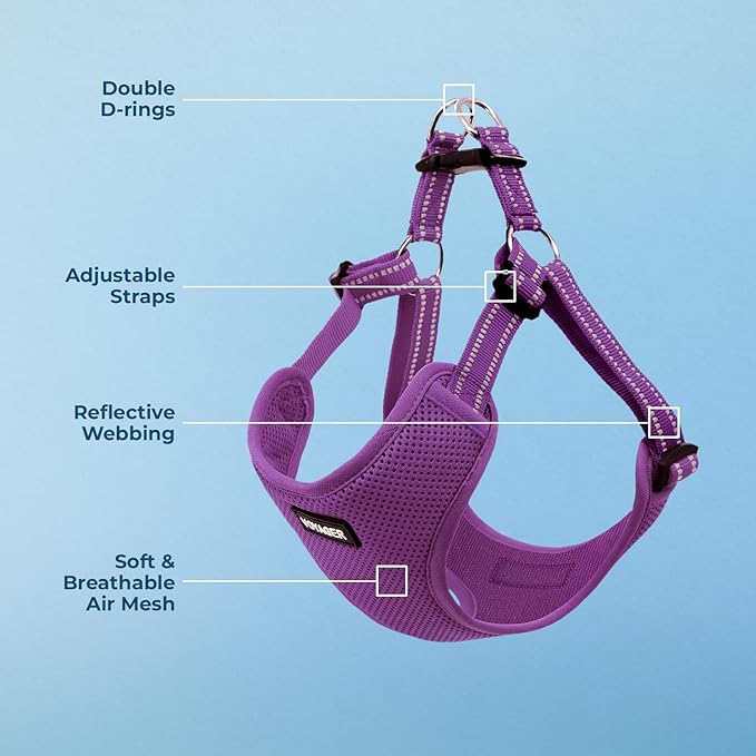 Voyager Step-in Flex Adjustable Dog Harness - Purple, X-Small | 13 - 16" in Chest, Fully Adjustable, Reflective Bands, All Weather Breathable Air Mesh, Lightweight, Fast Drying