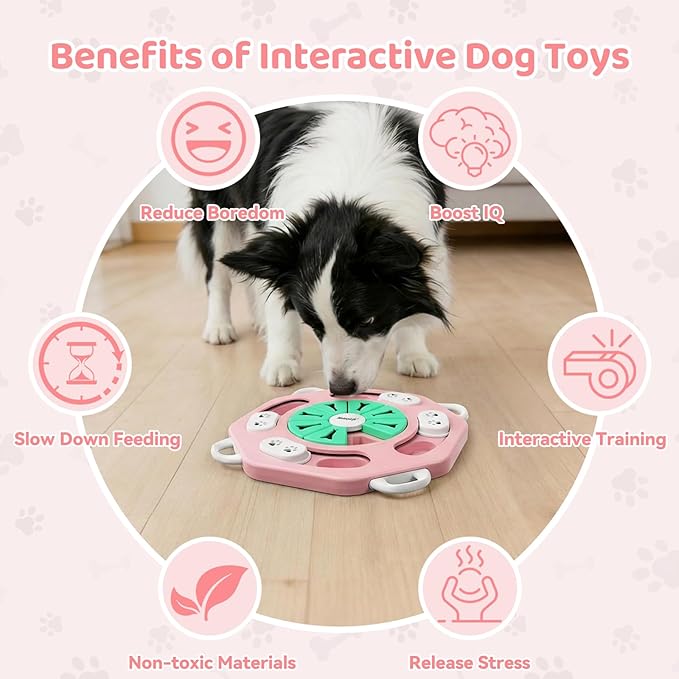 MateeyLife Dog Puzzle Toy, Interactive Dog Toys to Keep Them Busy, Enrichment Toys for Dogs, Treat Dispensing Dogs Toy with Slow Feeder for Smart Breeds, IQ Training & Brain Stimulation, 2 Levels
