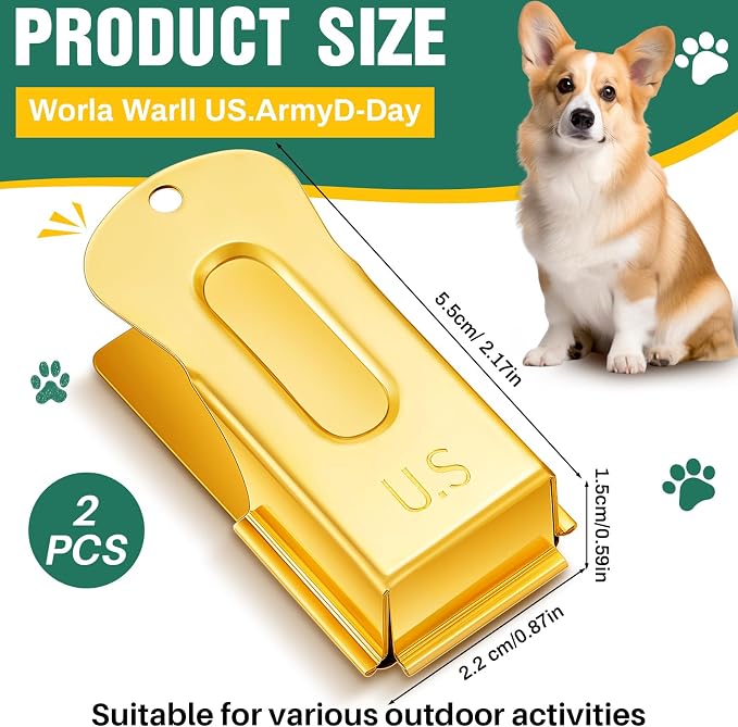Brass Dog Training Clicker, 2 Pcs, Gold