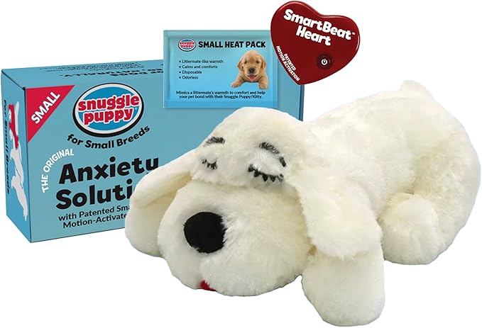 Snuggle Puppy Junior Heartbeat Toy, Calming Comfort, Small Breeds - Cream | Calming heartbeat toy, crate training, heat pack, new puppy essentials, first nights, sleep, small breeds under 25 lbs