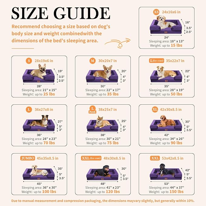 Comfort Expression Orthopedic Egg Crate Foam Dog Bed - Large 36x27in, Deep Purple