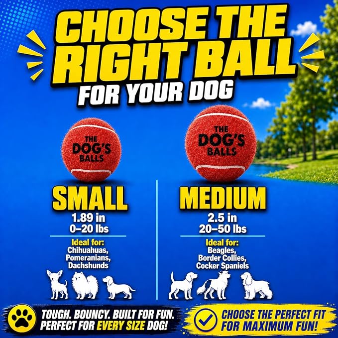 The Little Dog’s Balls Small Dog Tennis Balls 6-Pack Red Floats in Water | Our fetch balls combine non-abrasive felt exterior and a thicker rubber core Durable Dog Toy for Outdoor Play & Training