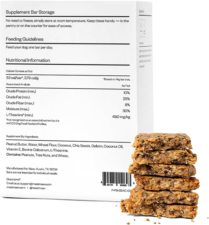 MAEV Human-Grade Anxiety & Calming Supplement Bars, 30-Pack, 30 Count