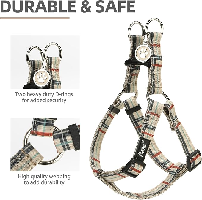 PUPTECK No Pull Dog Harness Large Sized Step-in Adjustable Puppy Vest | Soft Webbing Basic Halter with ID Tag for Outdoor Walking