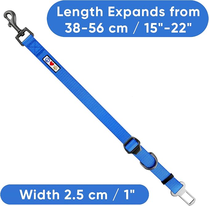 Pawtitas Dog Seat Belt | Pet Safety Seat Belt with Adjustable Strap for Small to Large Dogs | Exceeds Dog Safety Standards | Keep Your Dog Secure in The Car - Blue Car Seat Belt for Dogs