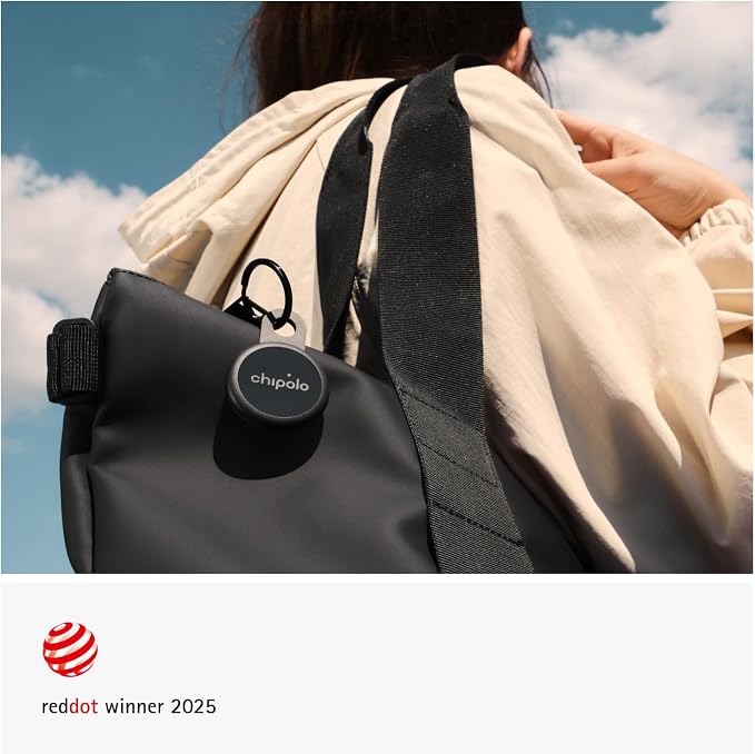 Chipolo Loop – Rechargeable Bluetooth Tracker for Key and Pocket Location | Compatible with Apple or Google, Call Your Phone & Out of Range Alerts for Android (Chalk)