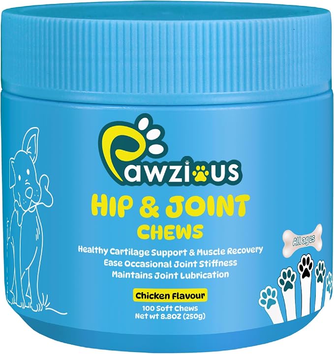 Dog Hip and Joint Supplements, Glucosamine Chondroitin & Green Lipped + Omega-3 & Turmeric + MSM, Treats Improve Joint Function & Mobility in All Ages (Chicken Flavour 100 Chews)