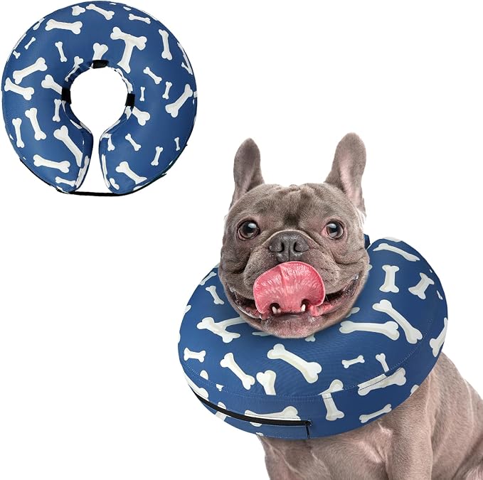 Supet Inflatable Dog Cone Collar for Large Medium Small Dogs, Soft Cone Collar for Dogs Cats, ECollar Doggie Neck Donut Dog Cone Alternative After Surgery