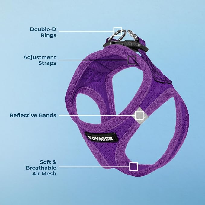Voyager Step-in Air Dog Vest Harness - Purple, X-Large | 20.5 - 23" in Chest, Reflective Bands, All Weather Breathable Air Mesh, Cats Compatible, Lightweight, Fast Drying