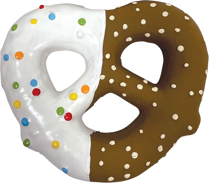 fouFIT 87377 Dessert Chew Latex Toy for Dogs, Chocolate Dipped Pretzel, 4.5"