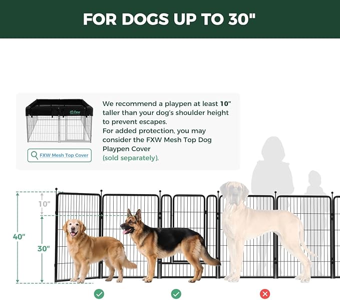 FXW Rollick Unleashed Dog Playpen, 40in, 16 Panels with Connectors, 2-Pack, Medium/Large