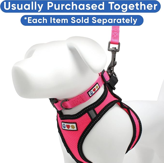 Pawtitas Dog Vest Harness Made with Breathable Air Mesh | All Weather Vest Harness for Medium Puppies and Extra Large Cats with Quick-Release Buckle - Medium Pink Mesh Dog Harness
