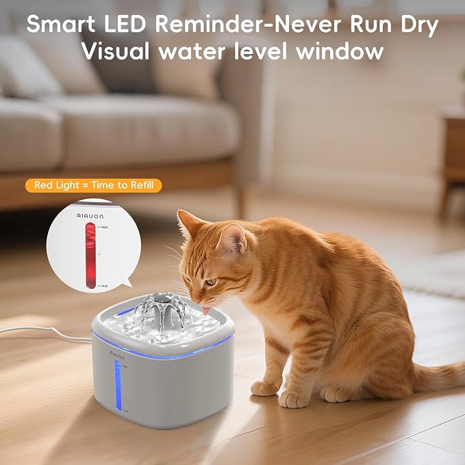 Cat Water Fountain,84oz/2.5L Pet Cat Fountain – Ultra Quiet Upgraded Automatic Pet Water Dispenser with 3 Replaceable Filters, Indoor Cat & Dog Drinking Bowl