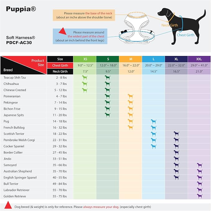 Puppia Soft Dog Harness No Choke Over-The-Head Triple Layered Breathable Mesh Adjustable Chest Belt and Quick-Release Buckle, Orange, Medium (Pack of 3)