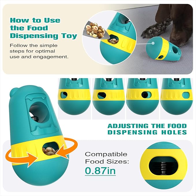 Dog Puzzle Toys Dog Treat Dispensing with Bully Sticks Holder Security Hold Device Interactive Toy to Keep Them Busy Puppy Slow Feeder ,Securely Holds Bully Sticks to Help Prevent Choking. (M-Green)
