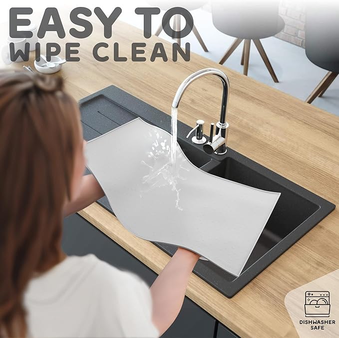 Dog Food Mat - Raised Edges Dogs Mat for Food and Water Prevent Spill, Waterproof Cat Food Mats Protect Floors, Easy Clean Dog Bowl Mats for Food and Water, Silicone Pet Food Tray