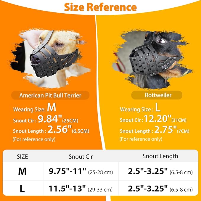 Pitbull Dog Muzzle for Large Medium Dogs Prevent Biting Scavenging | Fits Rottweiler Amstaff Broad-nosed Breed, Sturdy Breathable Basket, Training Walking Use, Allows to Drink | Apricot, L