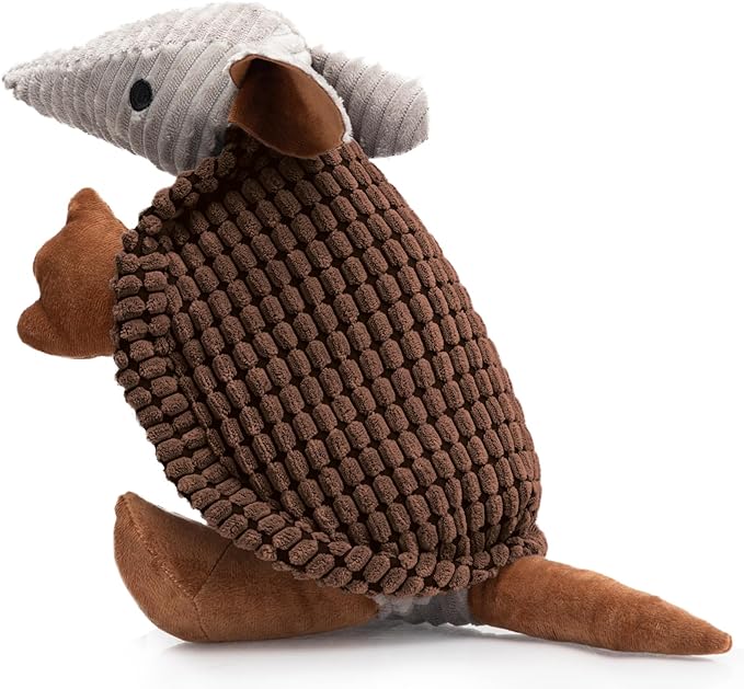 Hollypet Armadillo Squeaky Dog Toys for Medium Large Dogs, 14" | plush stuffed large dog squeak animal toy with unique grunt squeaker textured fabric for teeth cleaning toys