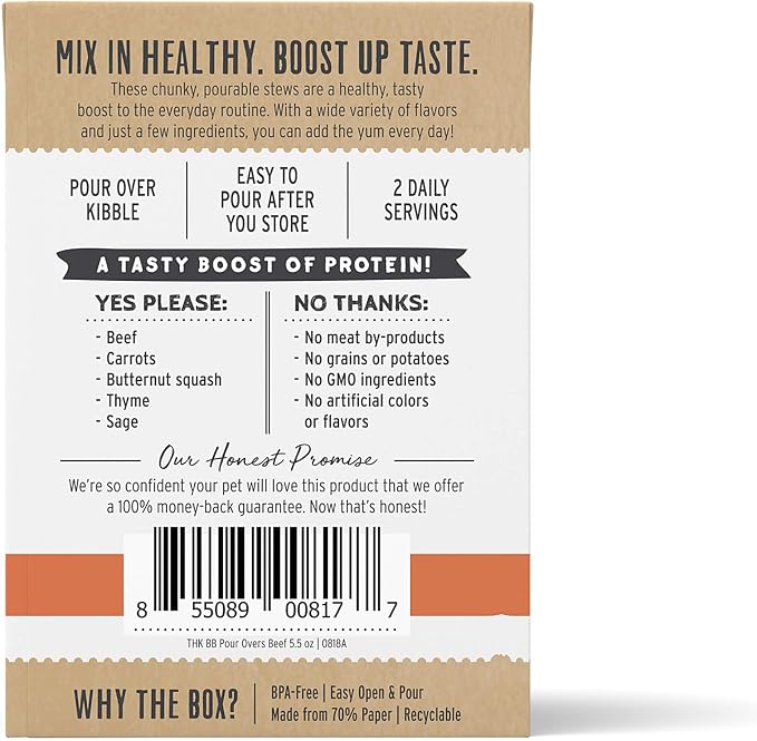 The Honest Kitchen Bone Broth Pour Overs Wet Toppers for Dogs,5.5 oz - Beef Stew,(Pack of 24)