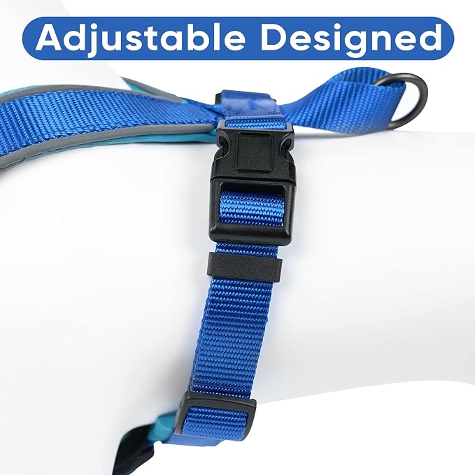 Pawtitas Reflective Padded Dog Harness for X-Small Dogs – Adjustable Puppy Step-in Vest | Fits Chest 14–18 in | No Pull Training Harness | XS | Blue