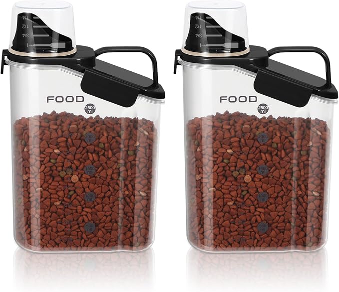 LEAWALK Dog Food Storage Container, Large, Black
