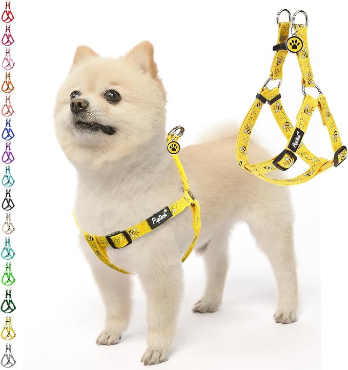 PUPTECK No Pull Dog Harness Medium Sized Step-in Adjustable Puppy Vest | Soft Webbing Basic Halter with ID Tag for Outdoor Walking