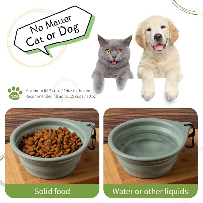 Collapsible Dog Bowls, 2-Piece Puppy Bowl Set
