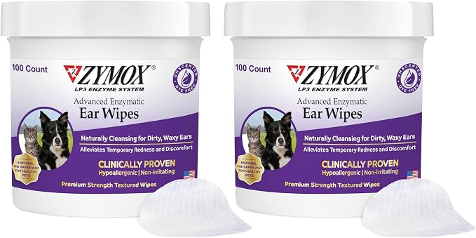Zymox Advanced Enzymatic Ear Wipes, 100 Count (Pack of 2)