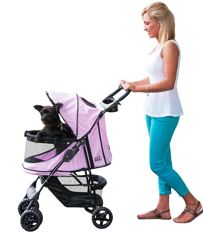Pet Gear No-Zip Happy Trails Pet Stroller - Pink Diamond