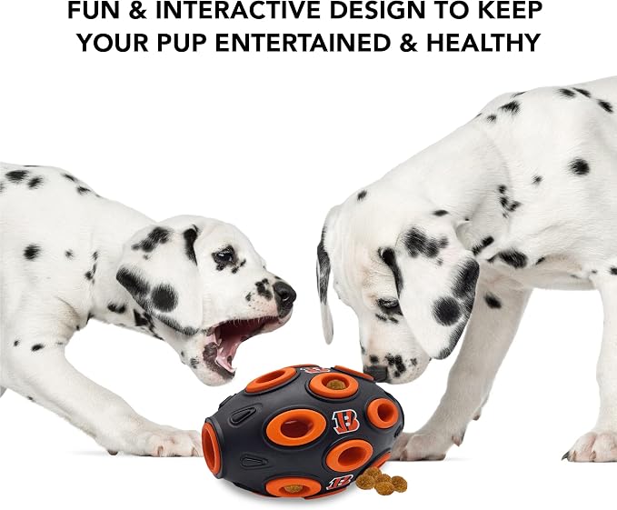 NFL Cincinnati Bengals Football Treat Dispensing Toy for Dogs and Cats, Rubber Ball Dog Toy, Interactive Fun Dog Treat Toy, Natural Rubber Dog Feeding Toy