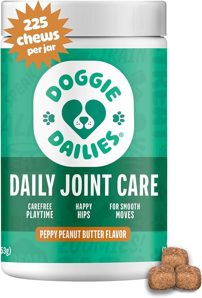 Doggie Dailies Hip & Joint Chews for Dogs, Peanut Butter Flavor, 225 Count