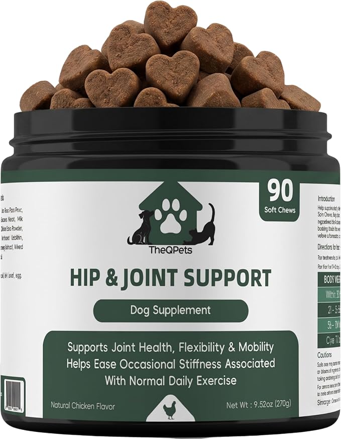 Dog Joint Supplement Chews - Glucosamine 600mg MSM 300mg Chondroitin Turmeric Green Lipped Mussel Collagen - Hip and Joint Chews for Senior & Active Dogs All Breeds - 90 Soft Chews Chicken