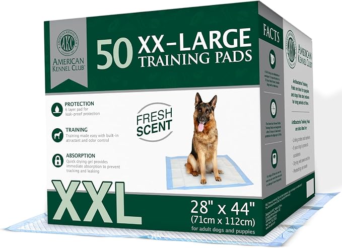 American Kennel Club Puppy Training Pads for Dogs, 30 Count, 44" X 28" XXL Fresh Scented, Absorbent Leak-Proof Dog Pee Pads in Box