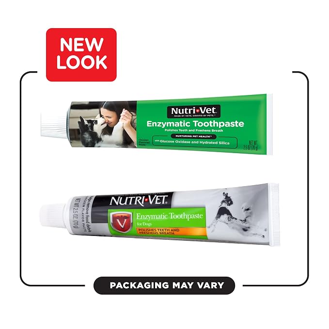 Nutri-Vet Enzymatic Dog Toothpaste, Plaque Remover for Teeth, Dog Breath Freshener, Tooth Whitening, Puppy Essentials, Made in The USA, Non-Foaming Chicken Flavor, 2.5 oz (Pack of 2)