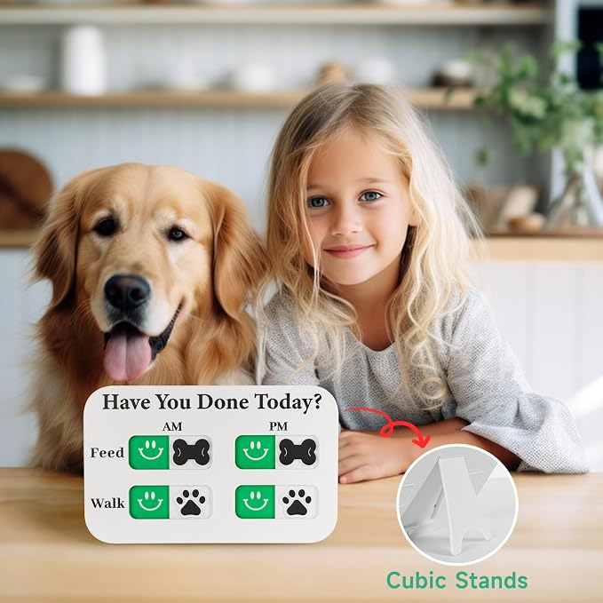 YAUYIK Pet Feeding Reminder, Magnetic Reminder Sticker, AM/PM Daily Indication Chart Feed/Walk Your Pets, Fridge Magnets and Double Sided Tape, Helps You to Track Pet Feeding & Walking (White)