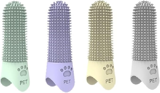 Silicone Finger Toothbrush for Dogs & Cats - 360° Oral Care, Breath Freshening, Tartar & Stain Removal, Food-Grade Soft, Long Design, Reusable, for S/M/L Pets