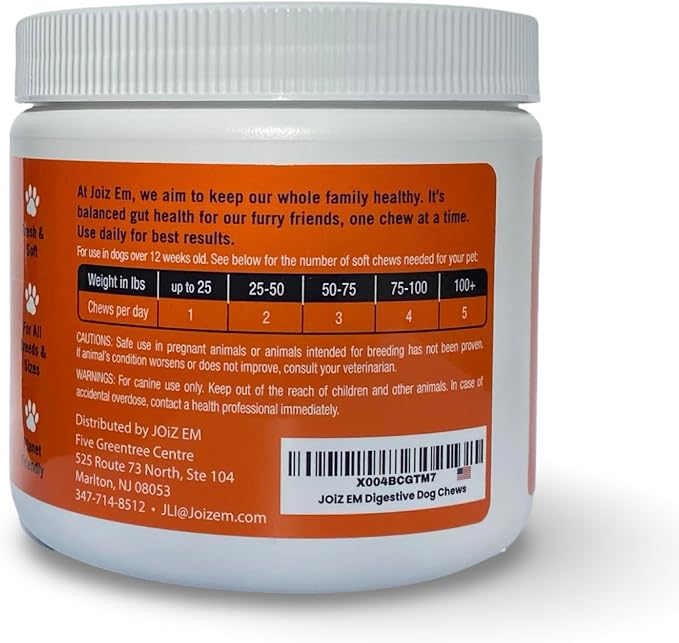 Digestive Dog Chews: for Gut Flora, Diarrhea, Bowel Support and Gut Health, Digestive Health. Dog Supplement in Soft Chews, Probiotics, Digestive enzymes. Made in the USA.
